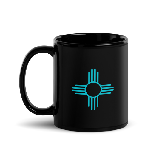 Zia Black Glossy Mug - Teal