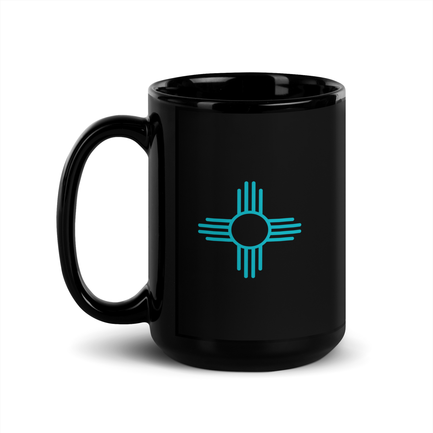 Zia Black Glossy Mug - Teal