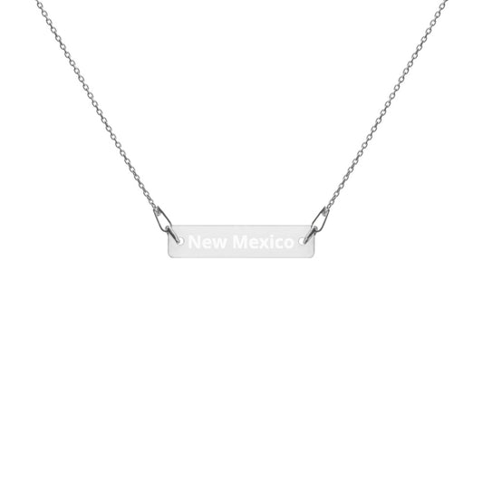 New Mexico Engraved Silver Bar Chain Necklace