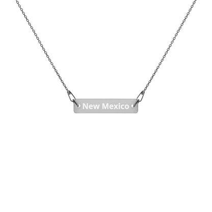 New Mexico Engraved Silver Bar Chain Necklace
