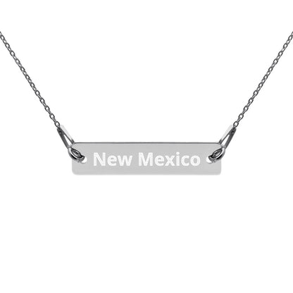 New Mexico Engraved Silver Bar Chain Necklace