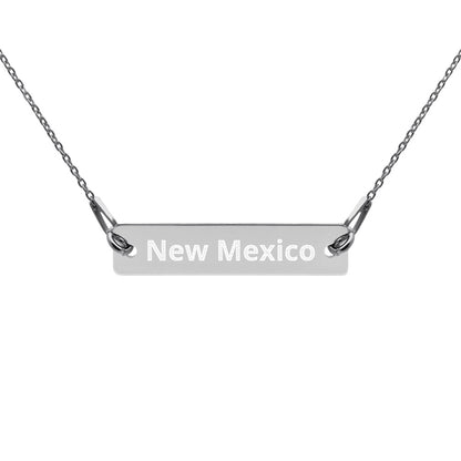 New Mexico Engraved Silver Bar Chain Necklace