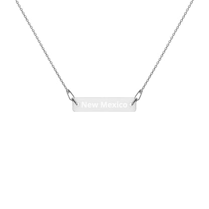 New Mexico Engraved Silver Bar Chain Necklace